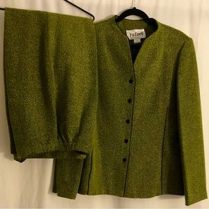 Rafael Green tweed pantsuit